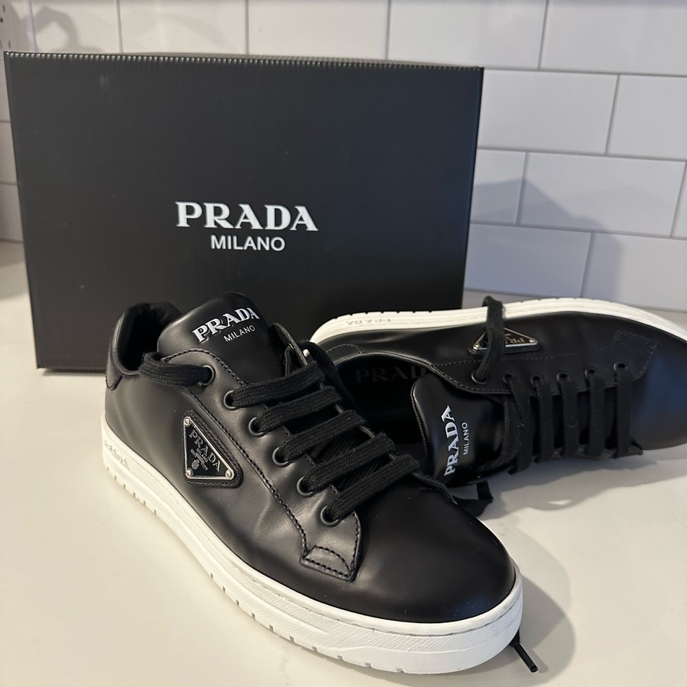 Prada Black Leather Sneakers